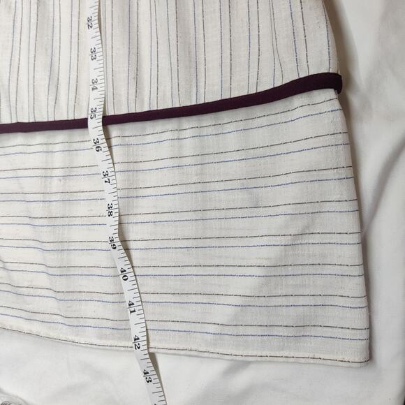 Vintage 70s White Brown Stripe 3/4 Sleeve Cottagecore Prairie Peasant Dress M/L - Picture 14 of 14
